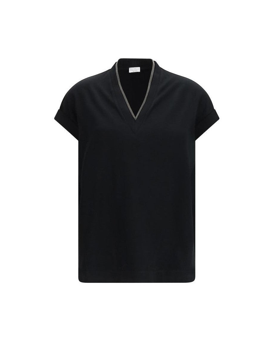 Brunello Cucinelli Black Cotton T-shirt Glam Steals