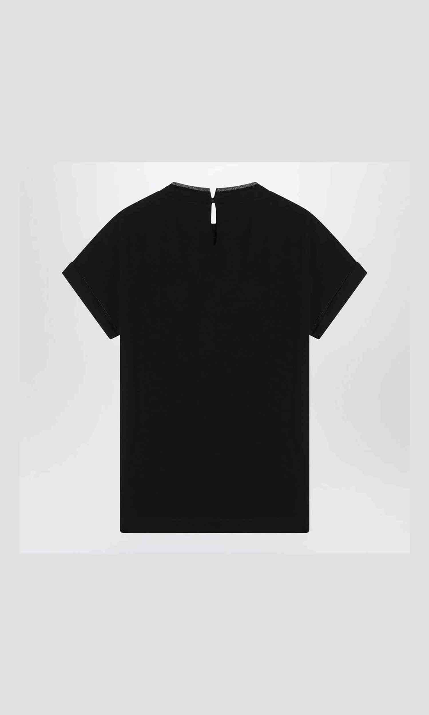 Brunello Cucinelli Black Crew Neck T-shirt with Pendant Glam Steals