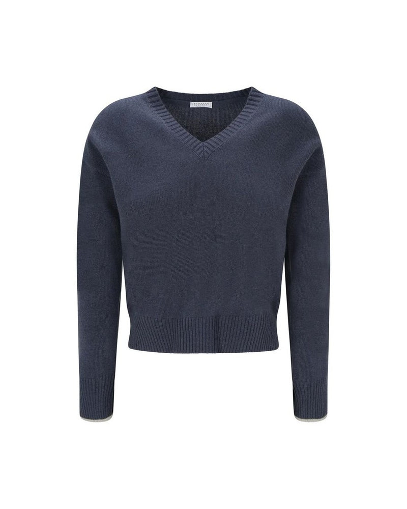 Brunello Cucinelli Blue Cashmere Sweater Glam Steals