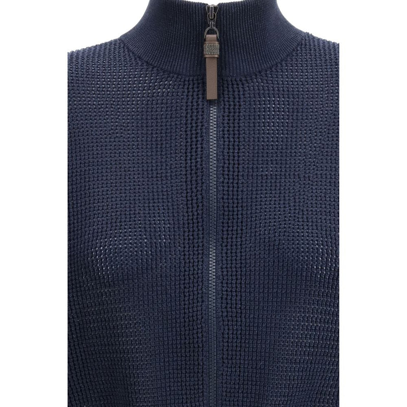 Brunello Cucinelli Blue Cotton Cardigan Glam Steals