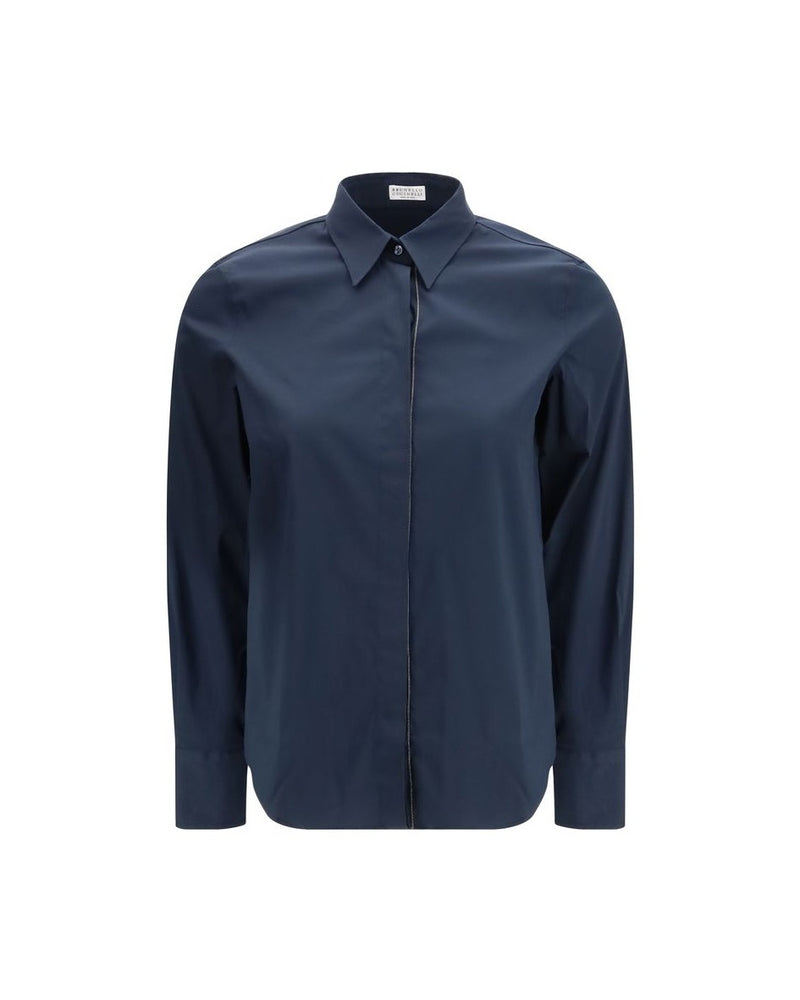 Brunello Cucinelli Blue Cotton Dress Shirt Glam Steals