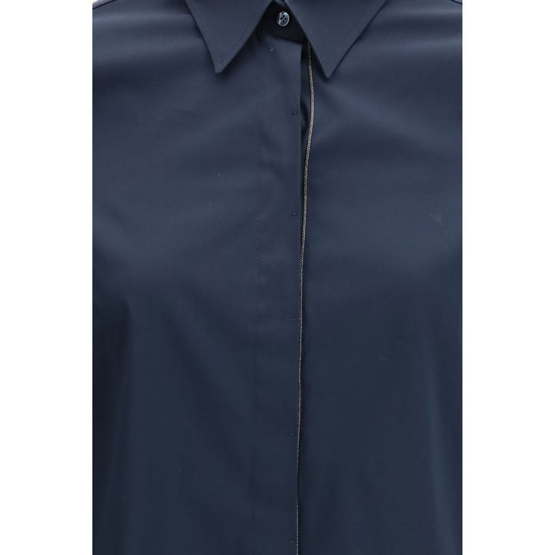 Brunello Cucinelli Blue Cotton Dress Shirt Glam Steals