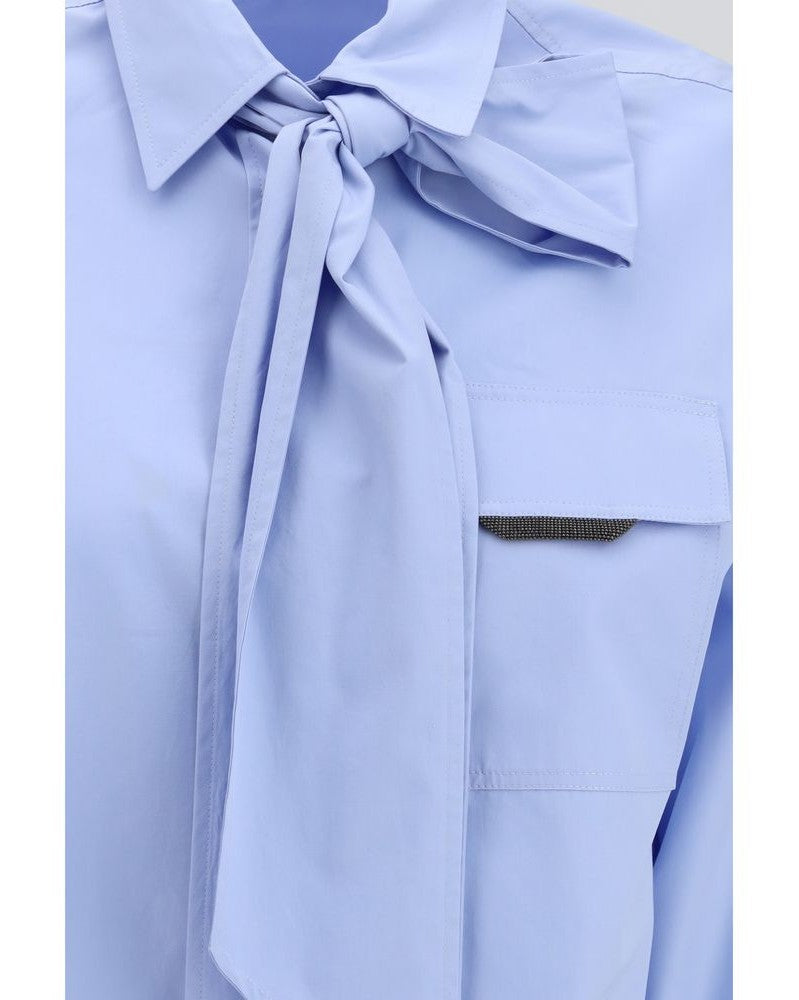 Brunello Cucinelli Blue Cotton Dress Shirt Glam Steals