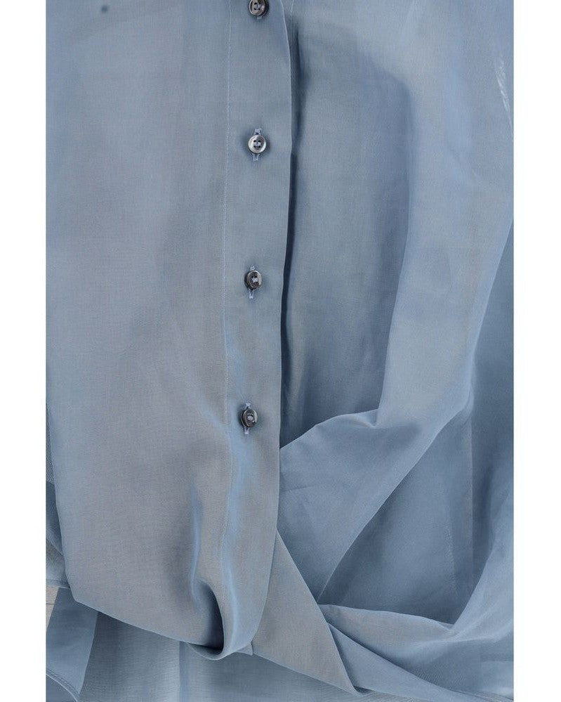 Brunello Cucinelli Blue Cotton Pattern Shirt Glam Steals
