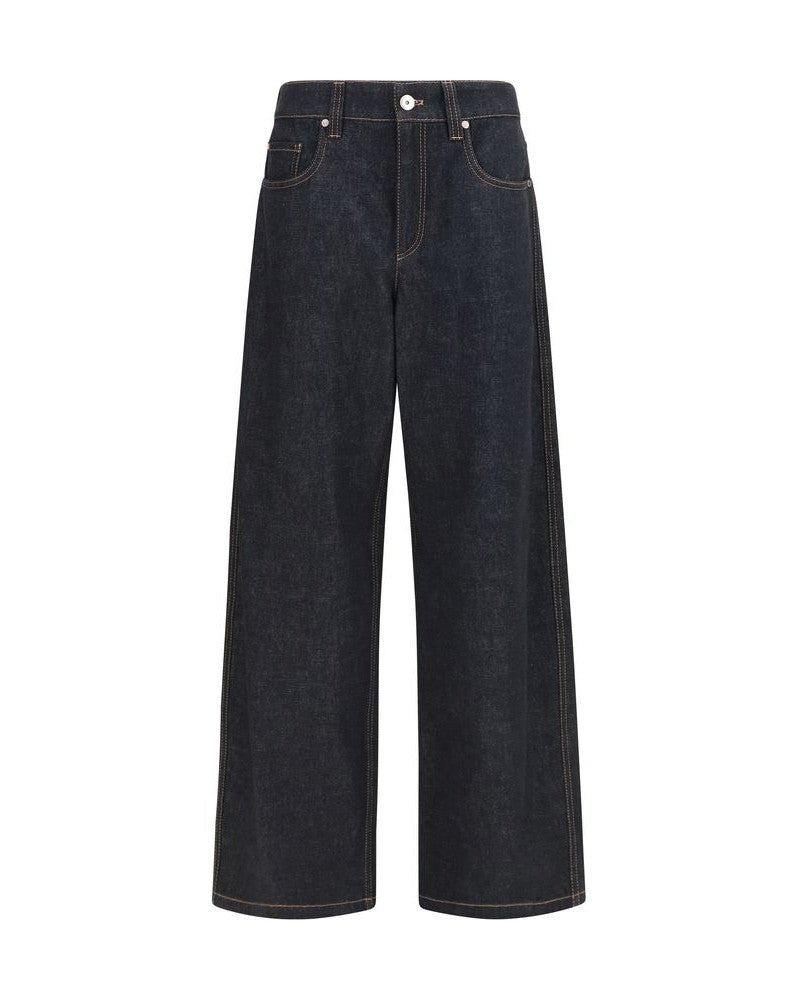 Brunello Cucinelli Blue Cotton Straight Leg Jeans