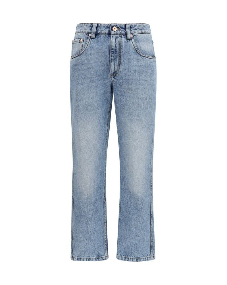 Brunello Cucinelli Blue Cotton Straight Leg Jeans