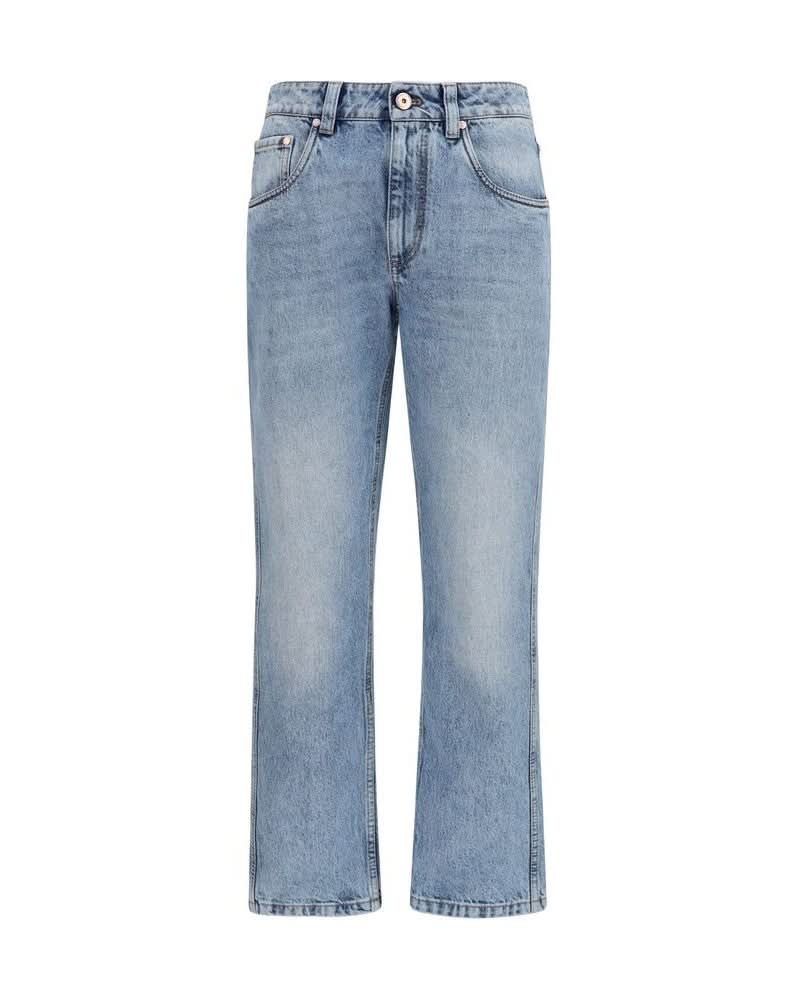 Brunello Cucinelli Blue Cotton Straight Leg Jeans Glam Steals