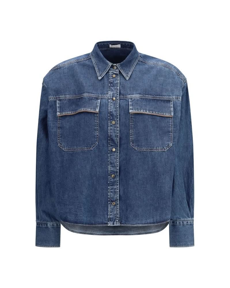 Brunello Cucinelli Blue Denim Shirt Glam Steals