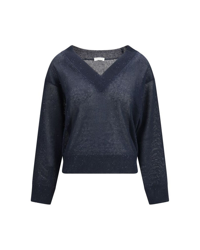 Brunello Cucinelli Blue Linen Sweatshirt 