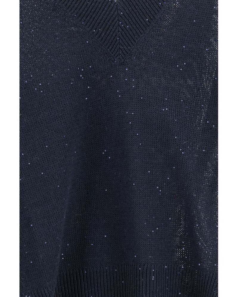 Brunello Cucinelli Blue Linen Sweatshirt 