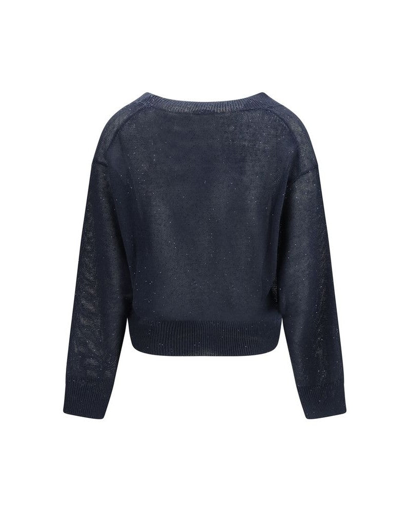 Brunello Cucinelli Blue Linen Sweatshirt 