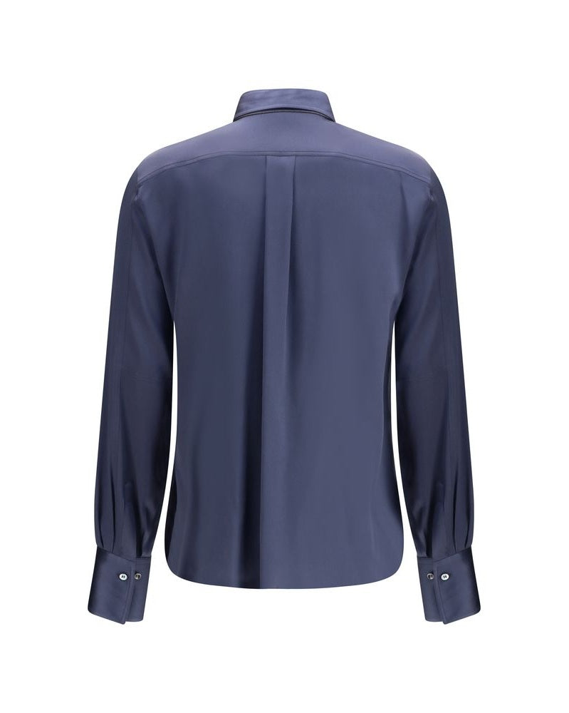 Brunello Cucinelli Blue Silk Blouse 