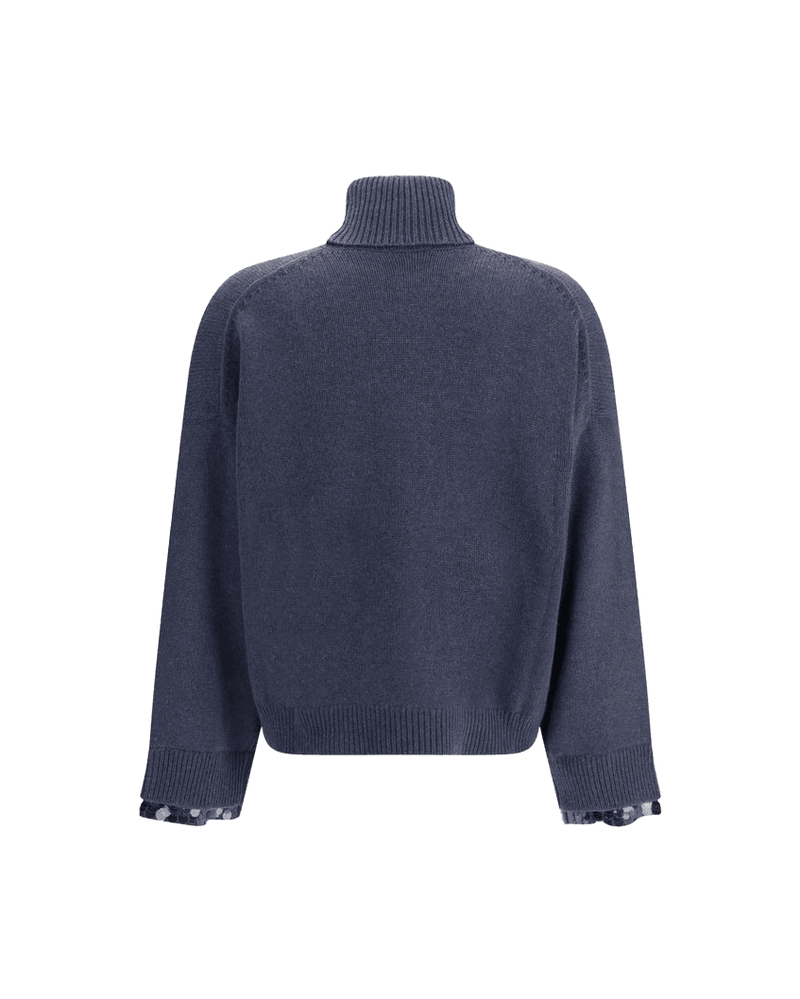 Brunello Cucinelli Blue Wool Fleece Turtleneck Glam Steals
