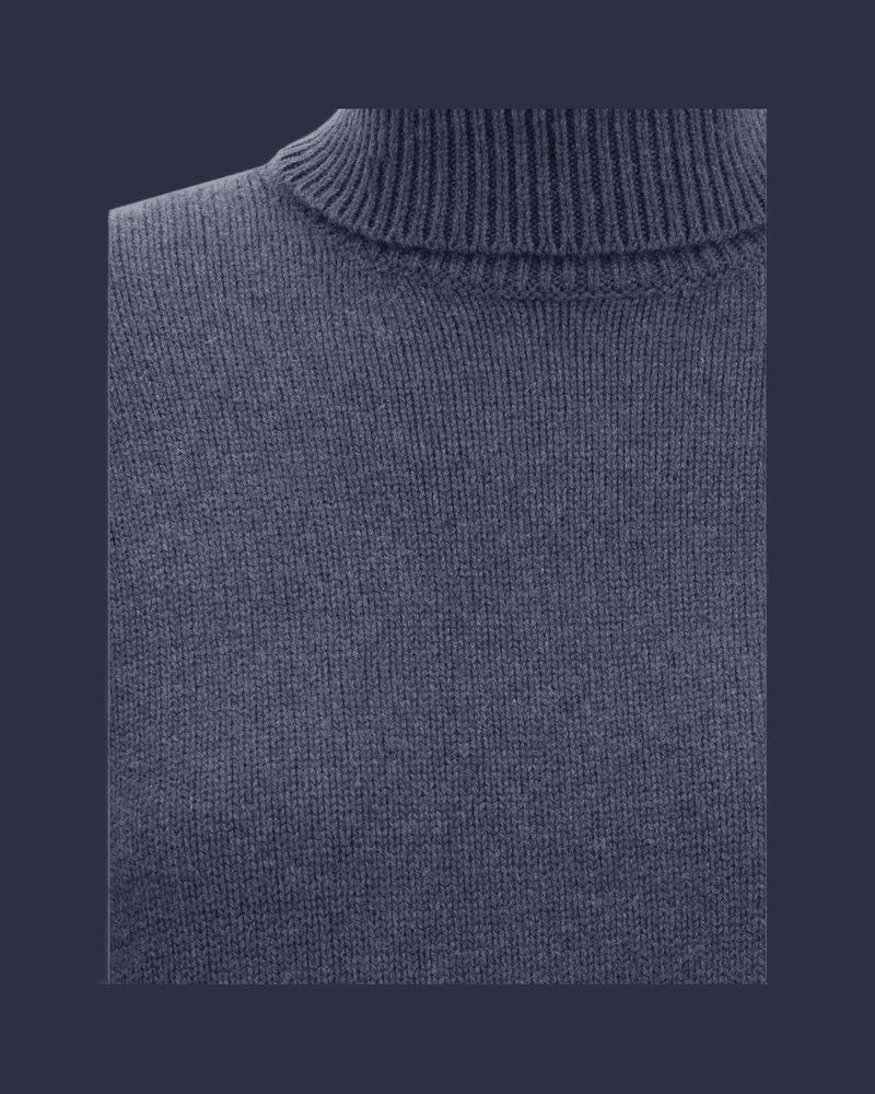 Brunello Cucinelli Blue Wool Fleece Turtleneck Glam Steals