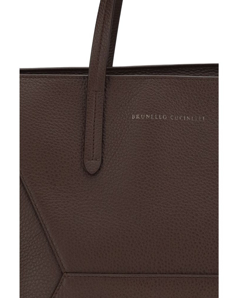Brunello Cucinelli Brown Calf Leather Bos Taurus Shoulder Bag 