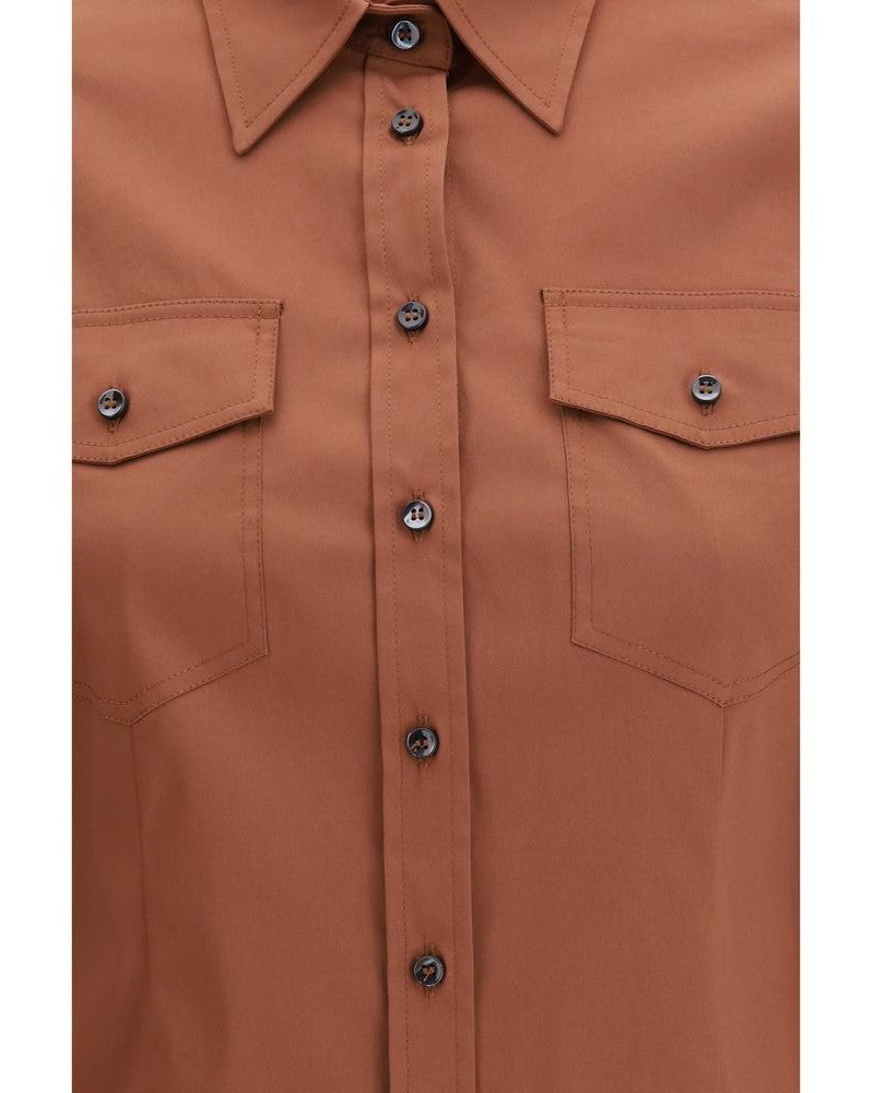 Brunello Cucinelli Brown Cotton Blouse Glam Steals