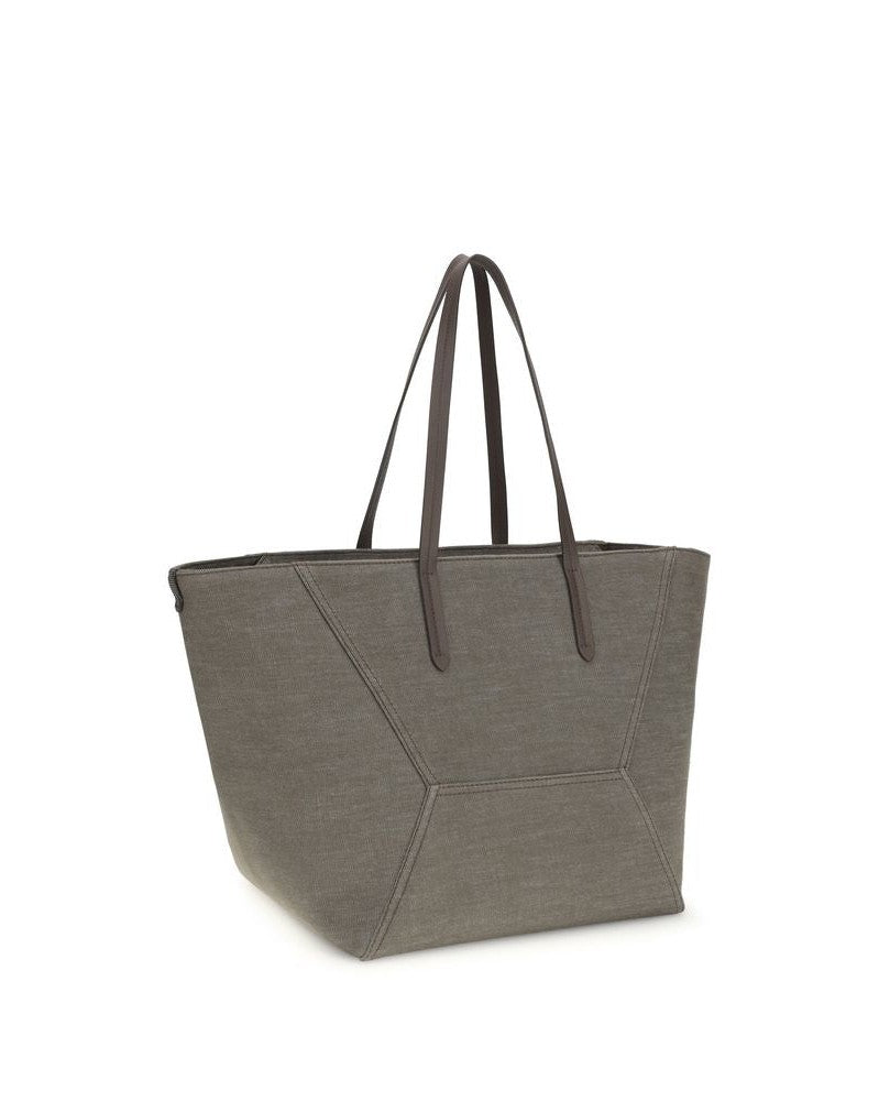 Brunello Cucinelli Brown Cotton Shoulder Bag Glam Steals