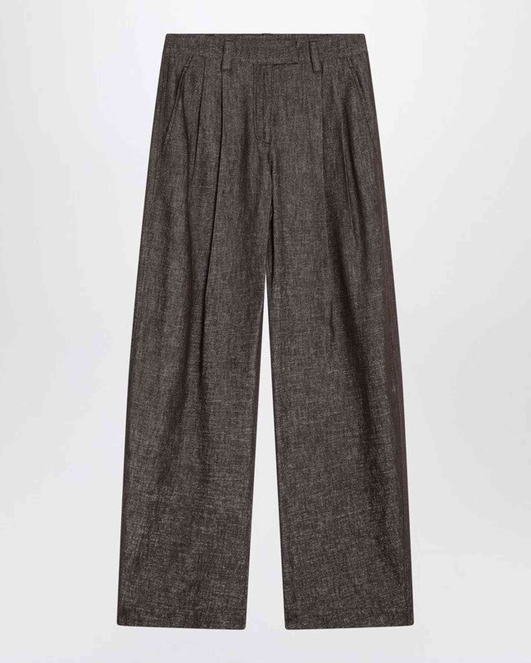 Brunello Cucinelli Brown Cotton Wide Trouser In Blend Glam Steals