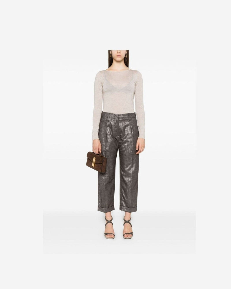Brunello Cucinelli Brown Leather Sweater Glam Steals