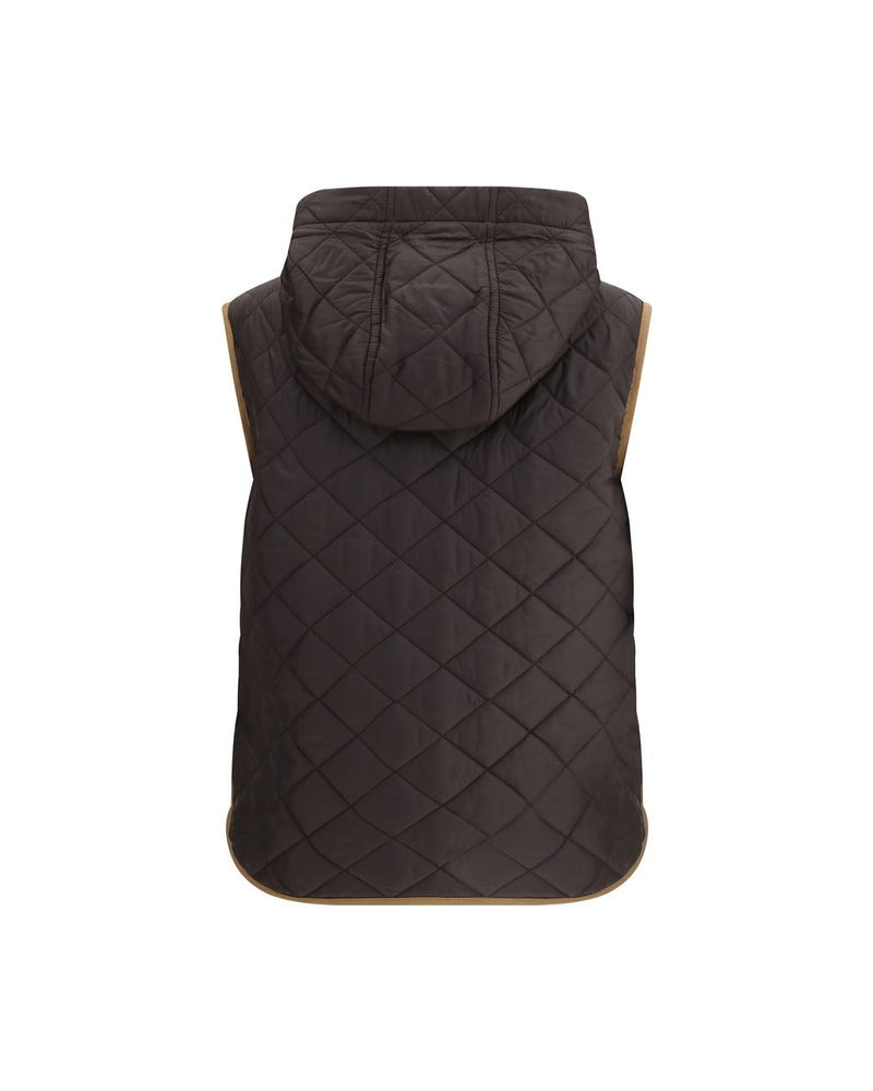 Brunello Cucinelli Brown Nylon Sleveless Jacket Glam Steals