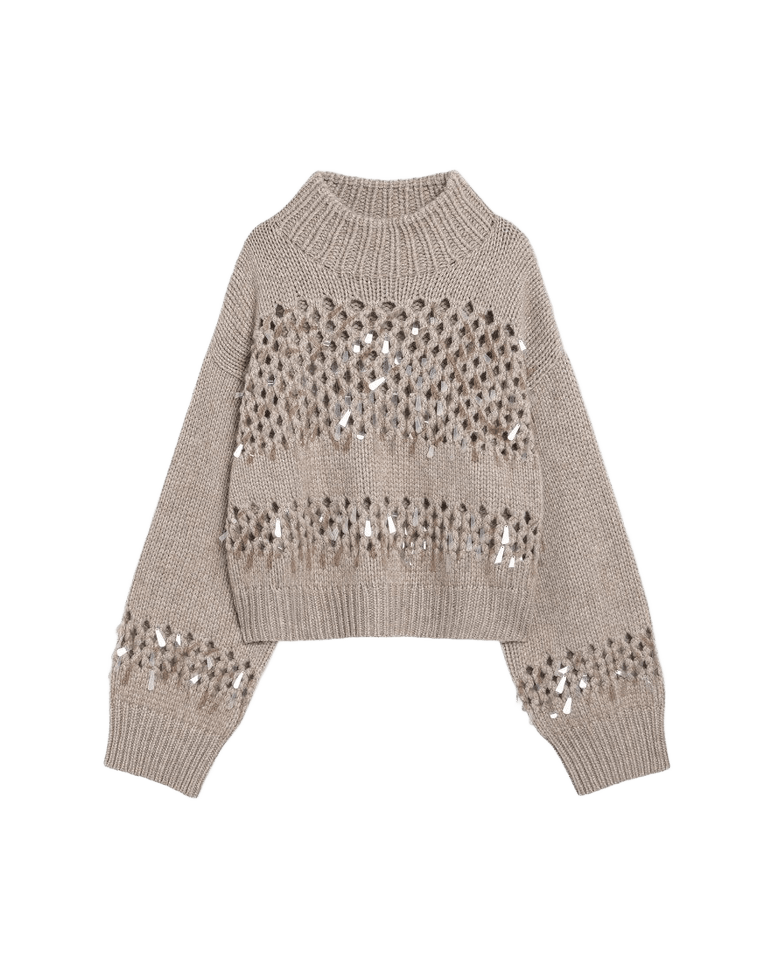 Brunello Cucinelli Brown Openwork Sweater With Sequins Glam Steals