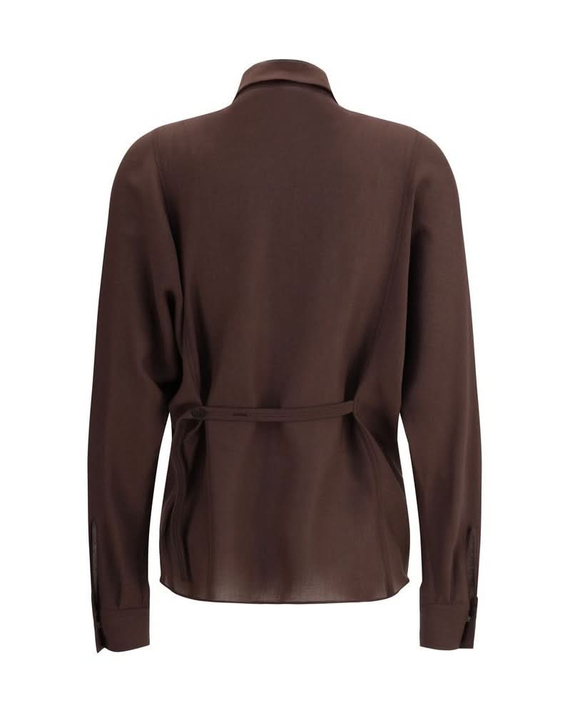 Brunello Cucinelli Brown Polyester Dress Shirt 