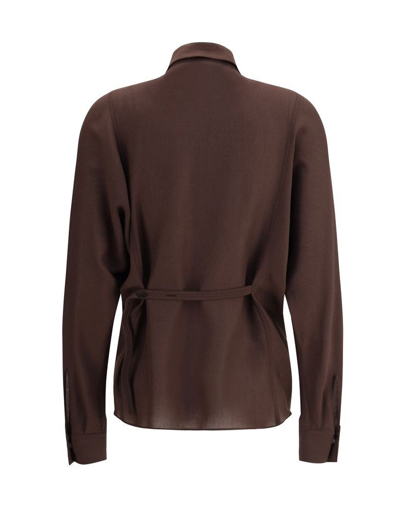 Brunello Cucinelli Brown Polyester Dress Shirt Glam Steals