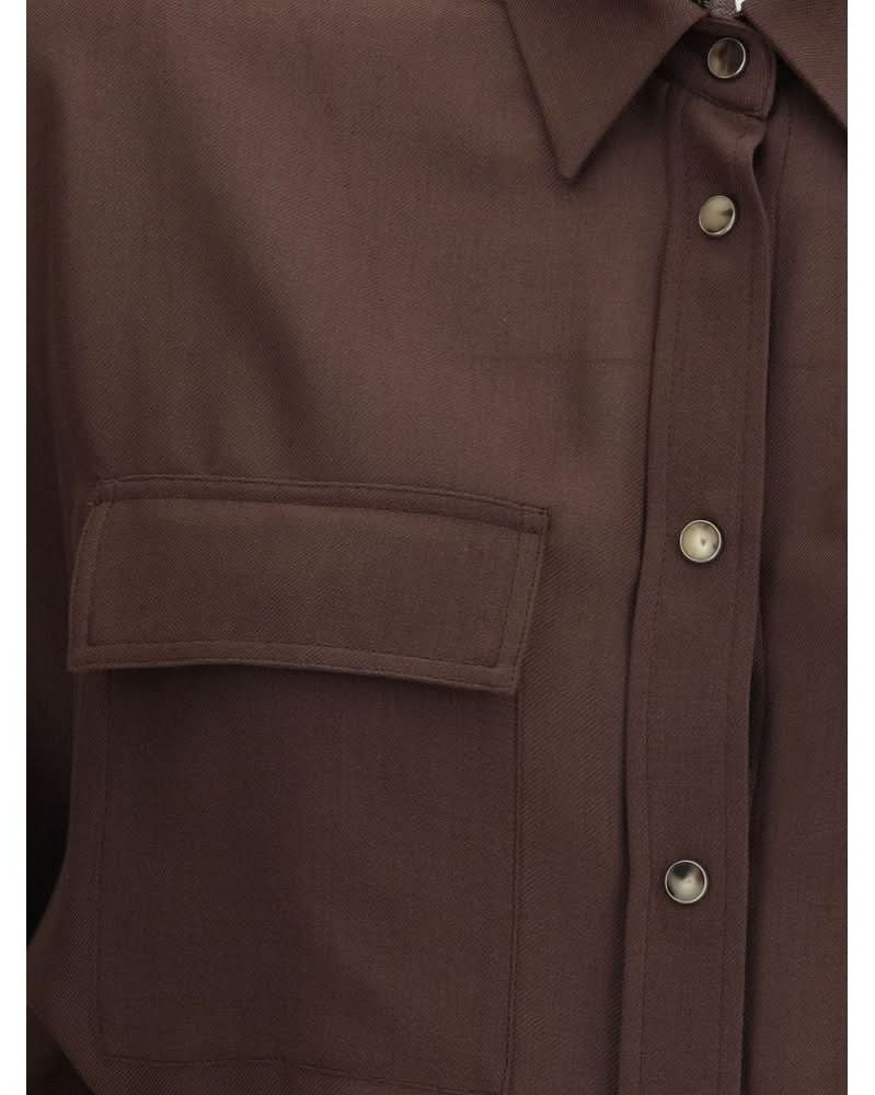 Brunello Cucinelli Brown Polyester Dress Shirt 