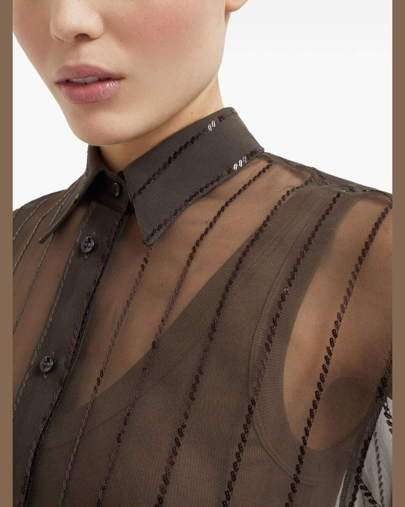Brunello Cucinelli Brown Shirt Glam Steals
