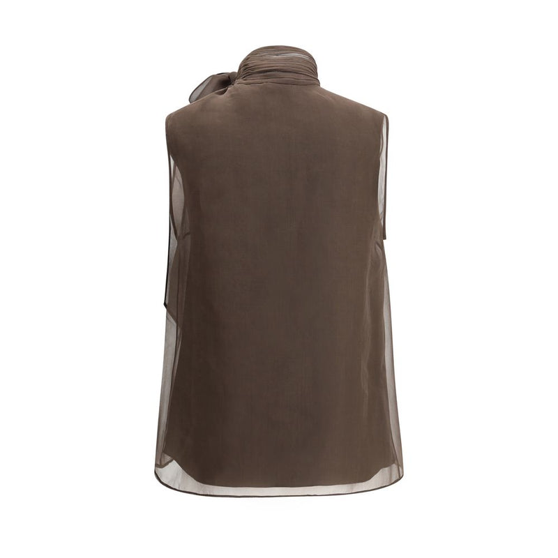 Brunello Cucinelli Brown Silk Blouse Glam Steals