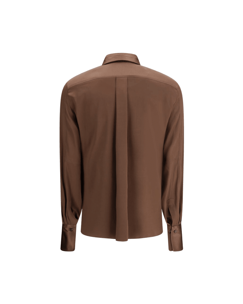 Brunello Cucinelli Brown Silk Dress Shirt Glam Steals