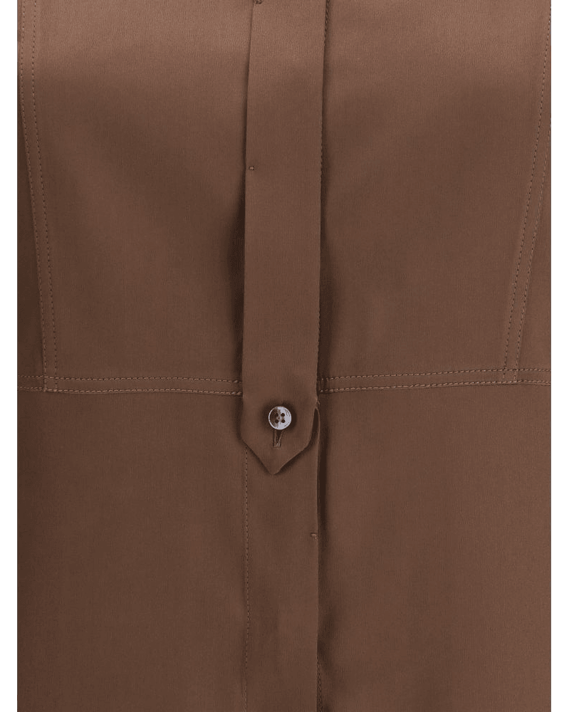 Brunello Cucinelli Brown Silk Dress Shirt Glam Steals