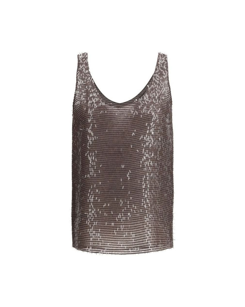 Brunello Cucinelli Brown Silk Top 