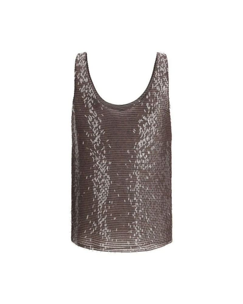 Brunello Cucinelli Brown Silk Top 