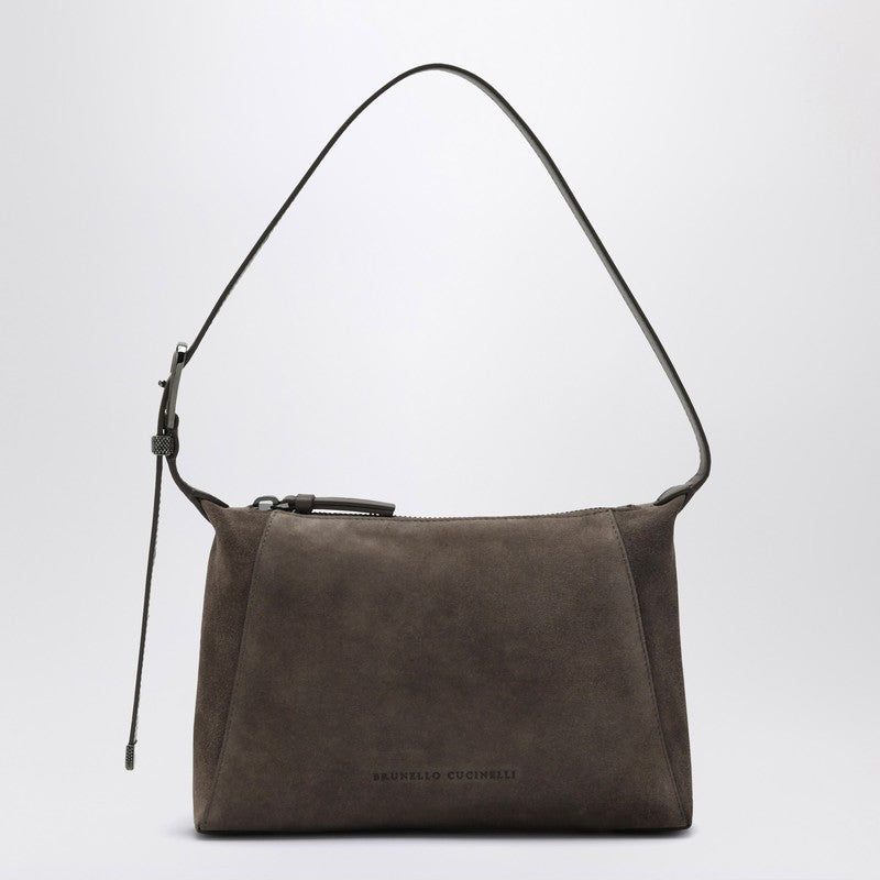 Brunello Cucinelli Brown Suede Bag with Monile Glam Steals