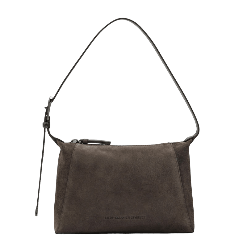 Brunello Cucinelli Brown Suede Bag with Monile Glam Steals