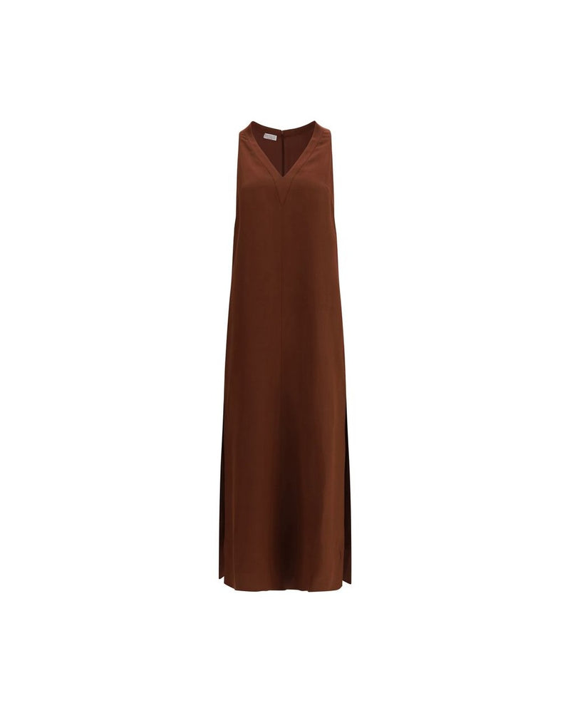 Brunello Cucinelli Brown Viscose Dress Glam Steals