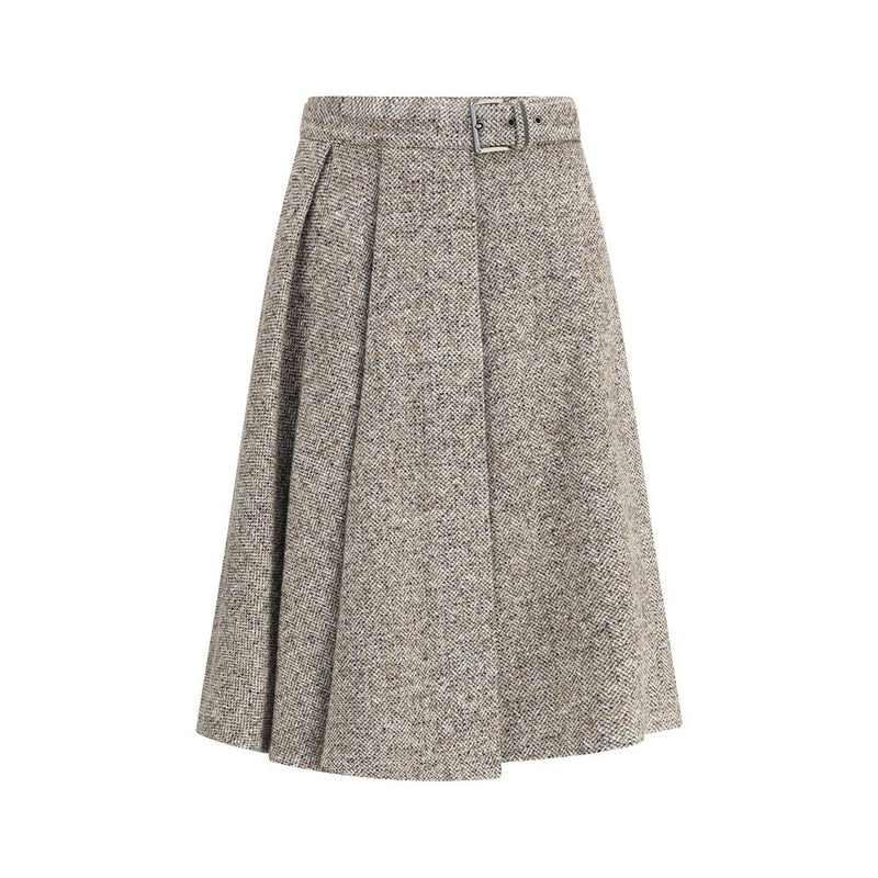 Brunello Cucinelli Brown Wool Fleece Midi Skirt Glam Steals