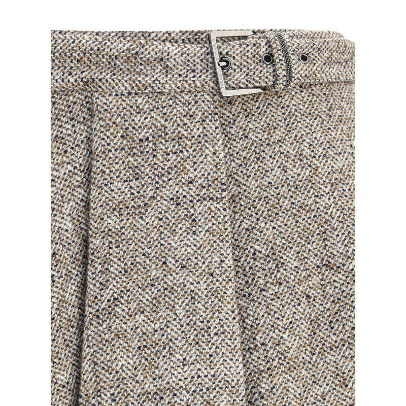 Brunello Cucinelli Brown Wool Fleece Midi Skirt Glam Steals