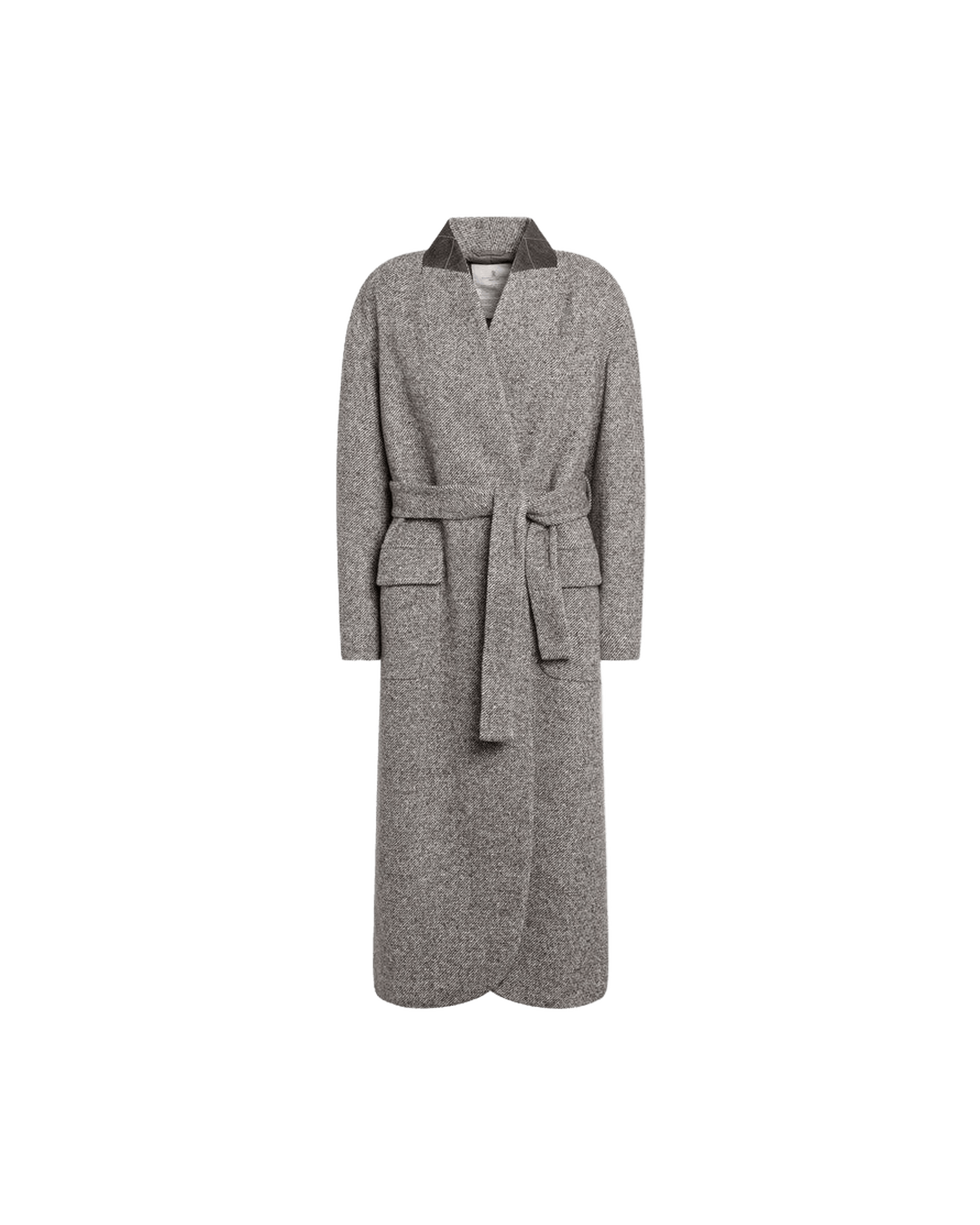 Brunello Cucinelli Brown Wool MéLange Blend Coat With Belt Glam Steals