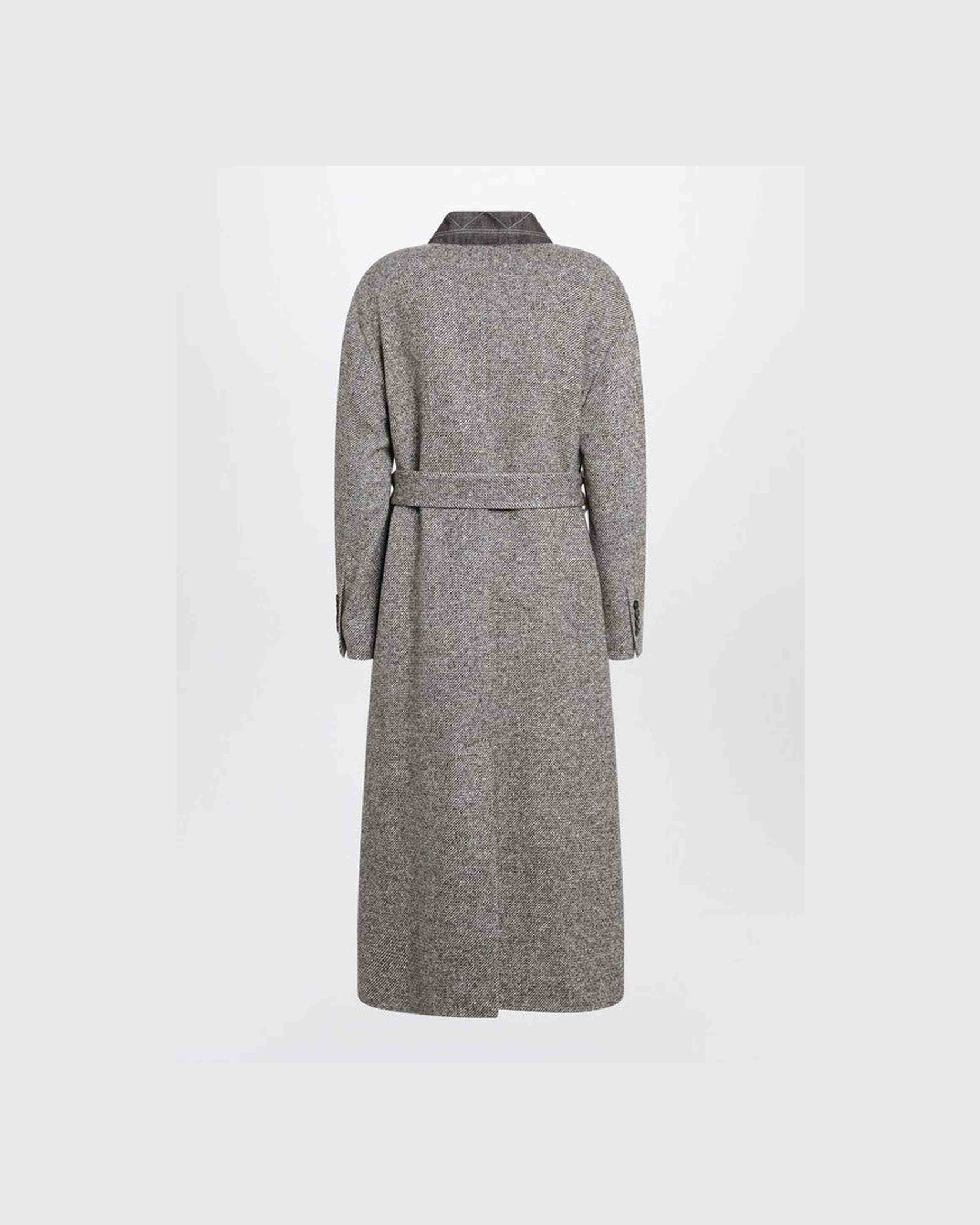 Brunello Cucinelli Brown Wool Mélange Blend Coat with Belt Glam Steals