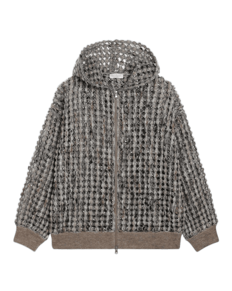 Brunello Cucinelli Camel Balloon Net Embroidery Cardigan Glam Steals