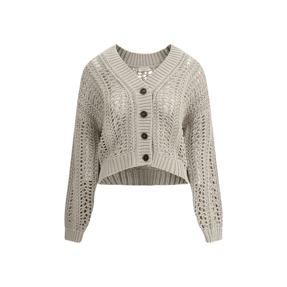 Brunello Cucinelli Cardigan In Perforated Knit Glam Steals