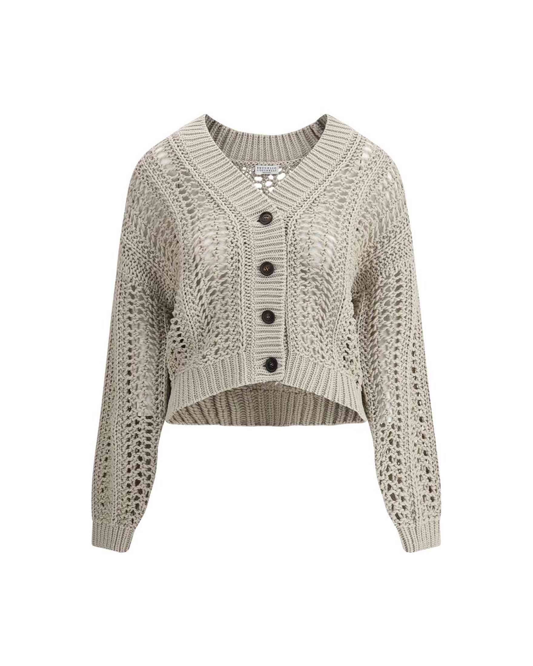 Brunello Cucinelli Cardigan In Perforated Knit Glam Steals