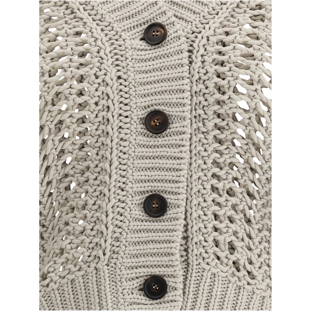 Brunello Cucinelli Cardigan In Perforated Knit Glam Steals