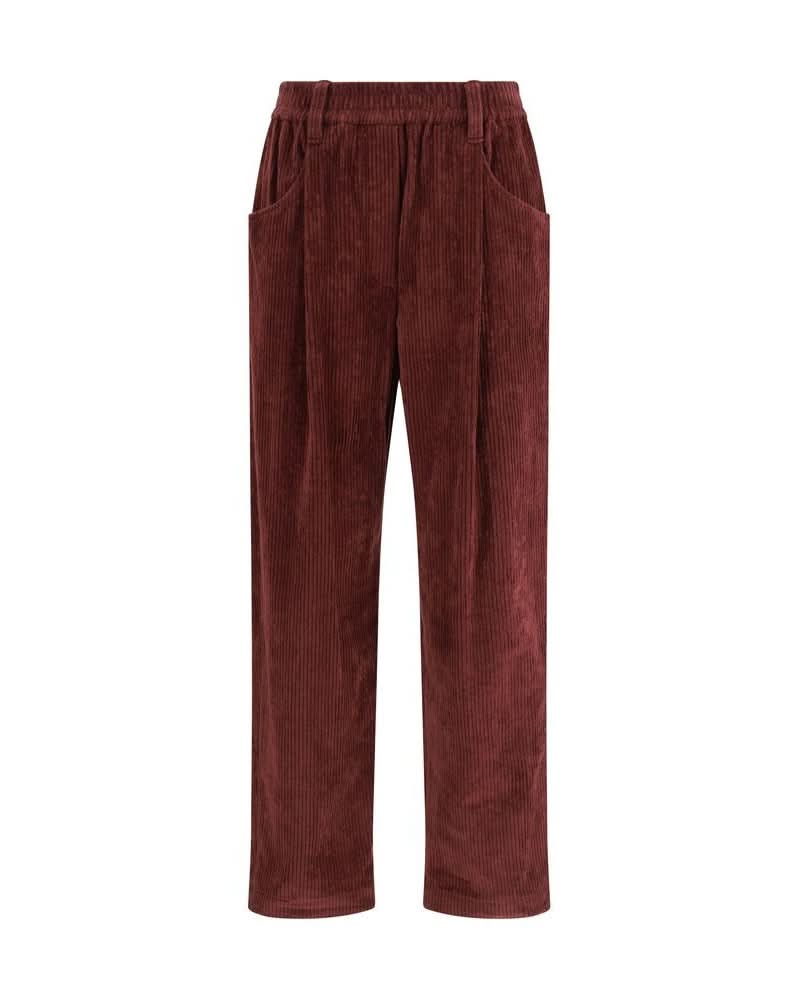Brunello Cucinelli Cotton Bordeaux Casual Pant 