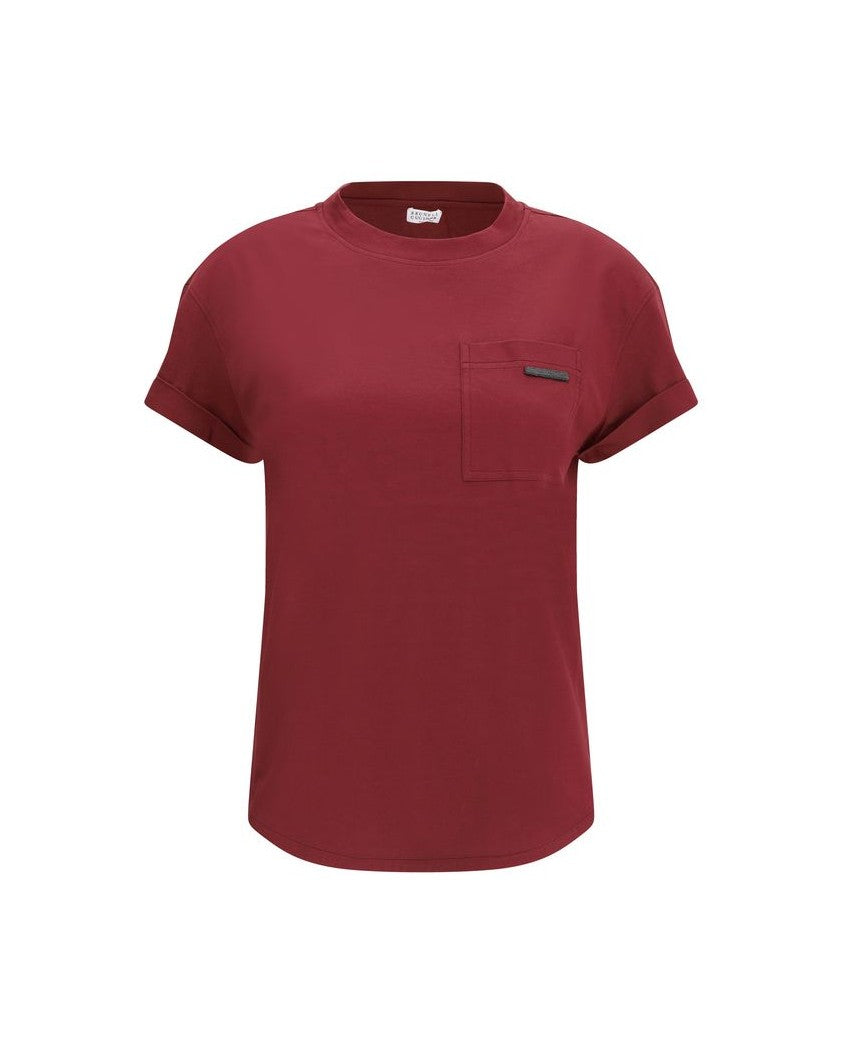 Brunello Cucinelli Cotton Bordeaux T-shirt Glam Steals