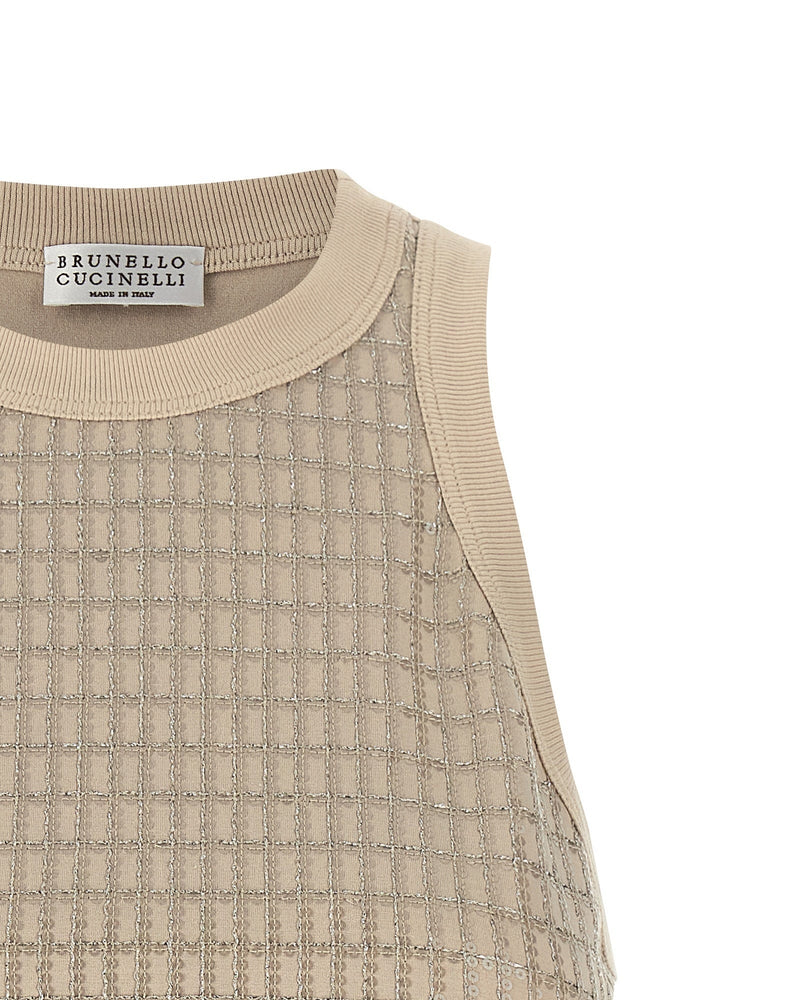 Brunello Cucinelli Dazzling Check Embroidery Top Glam Steals