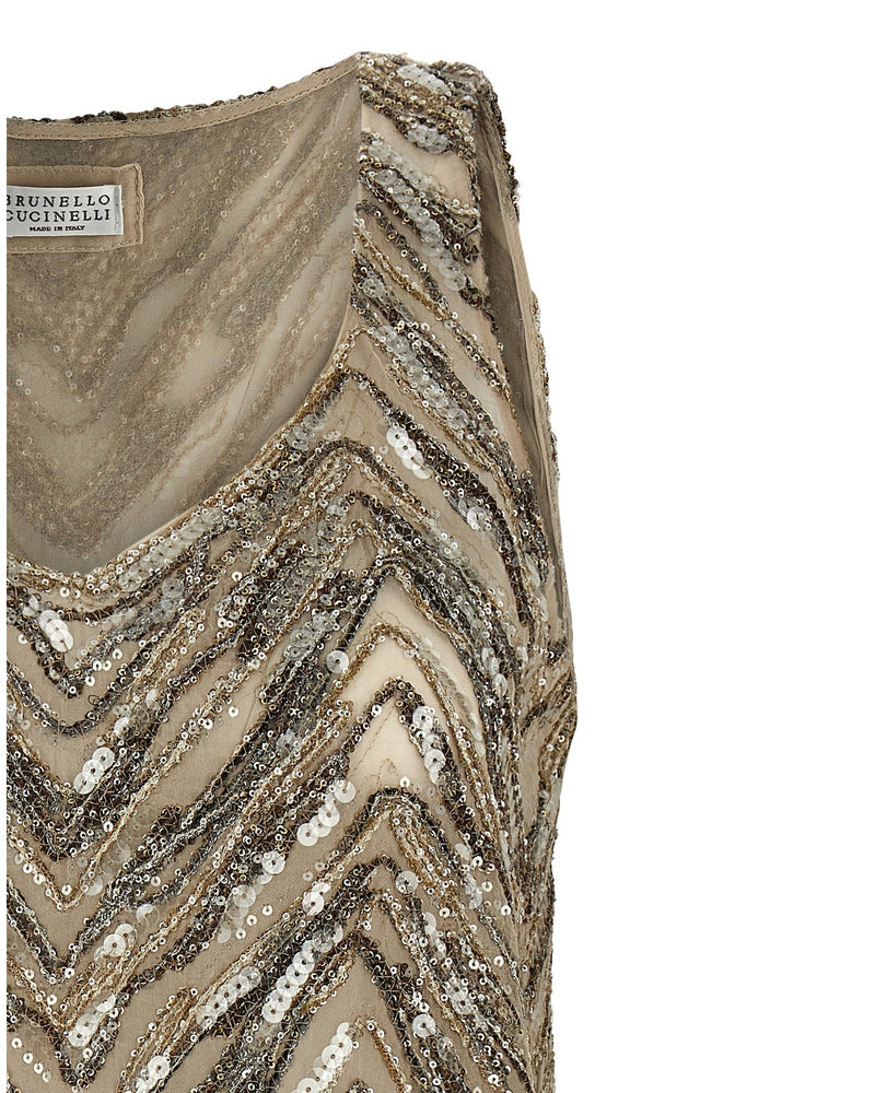 Brunello Cucinelli Dazzling Chevron Embroidery Top Glam Steals