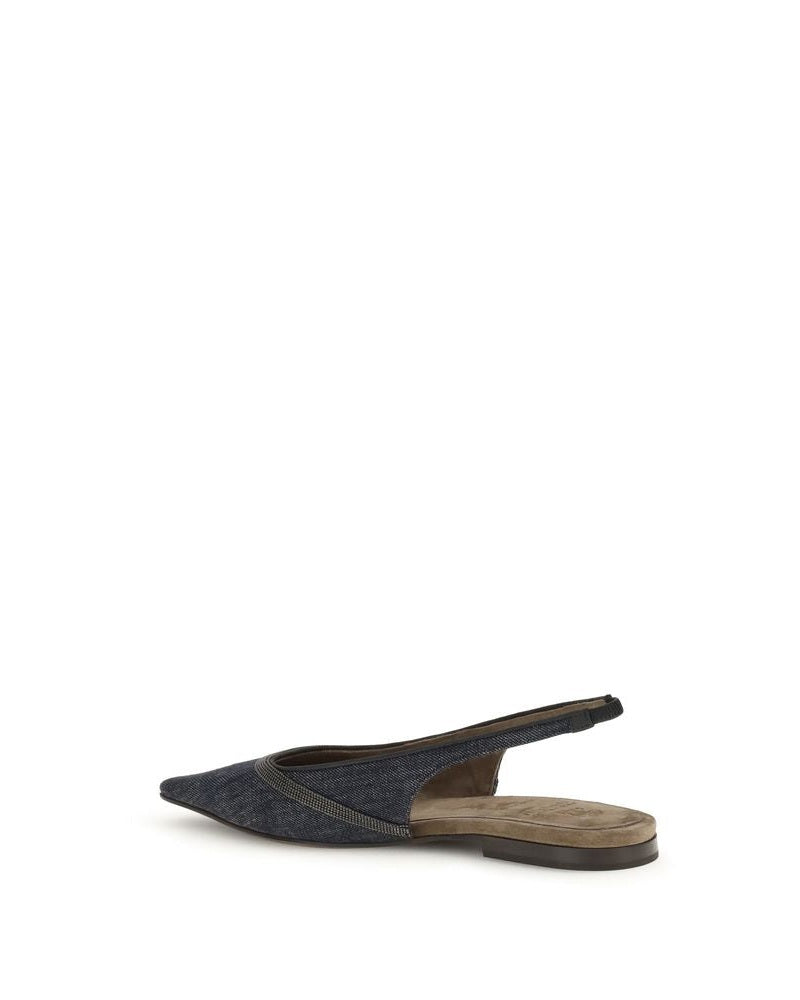 Brunello Cucinelli Denim Slingback Ballerinas Glam Steals